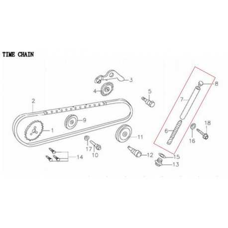 Napinacz rozrządu pitbike 140 MRF MRF140-04-6/7/8 Elementy rozrządu MRF140 - 2