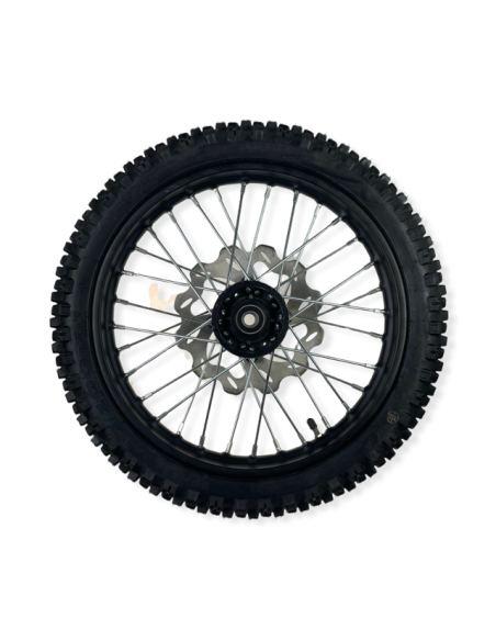 Koło 1.40x14 przednie stalowe z oponą i tarczą kompletne pitbike MRF KOM-14014-OT Komplety / Wheels set - 2